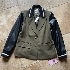 Avec Les Filles Mixed Fabric Blazer NWT